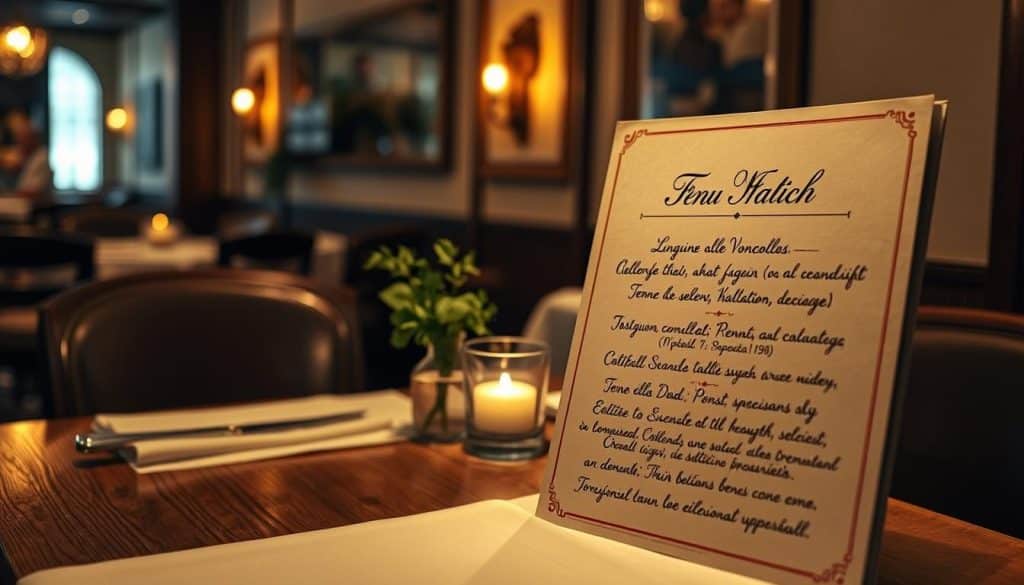 Italian restaurant menu