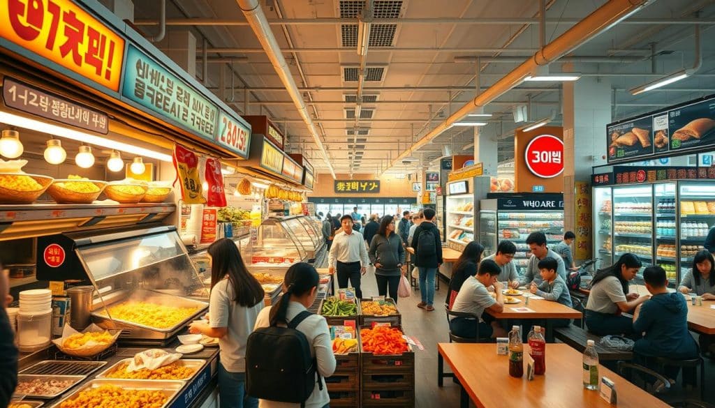 Korean grocery store food court