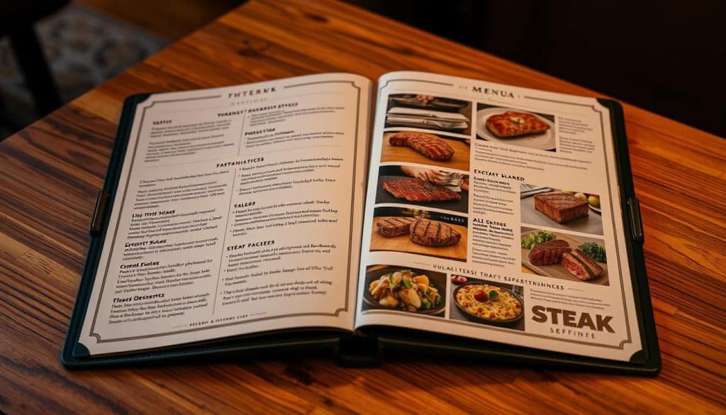 steak restaurant menu