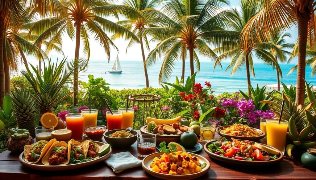 tropical fruit-focused vegan menu