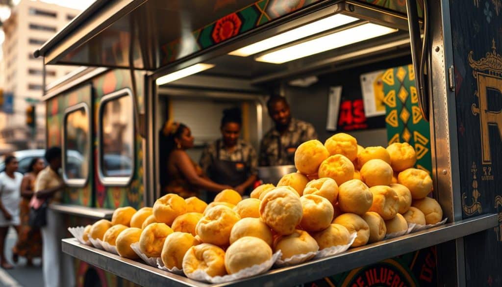 African food truck serving puff puff