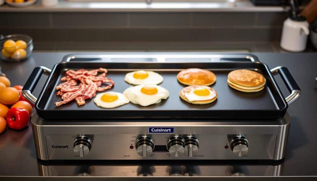 Cuisinart Nonstick Stainless Steel Double Griddle cooking breakfast foods in 2025