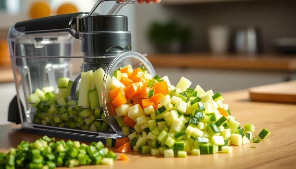 Hamilton Beach Professional Dicing food processor dicing vegetables