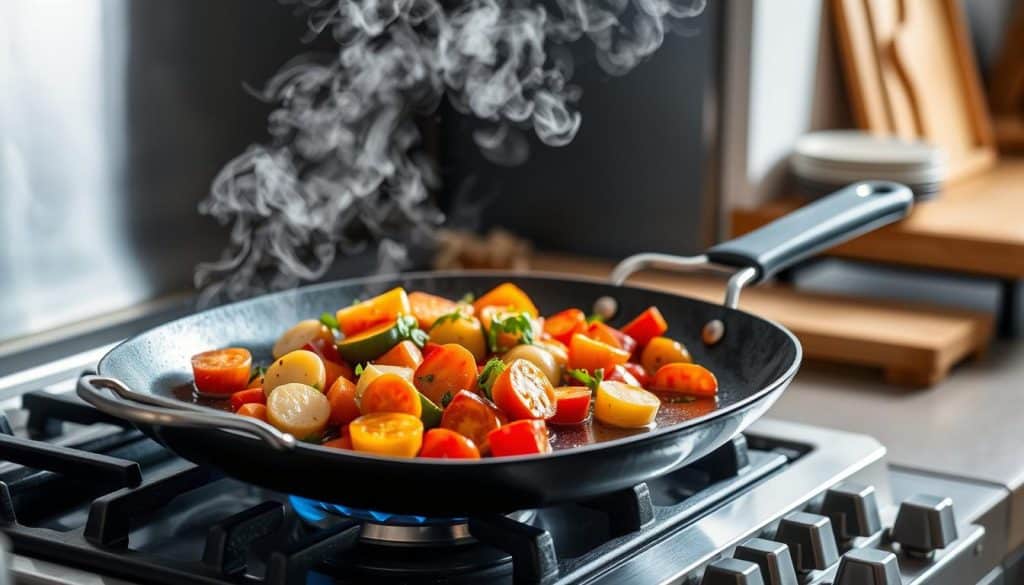 Made In Carbon Steel Griddle cooking vegetables on a gas stove in 2025